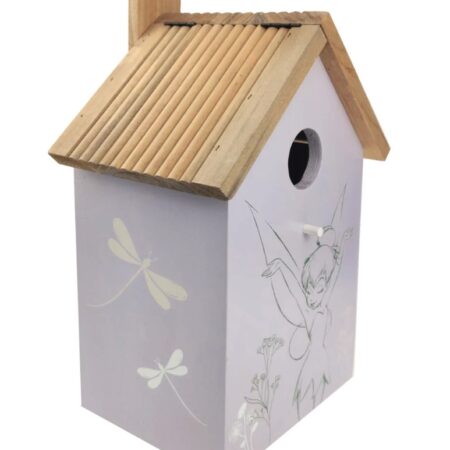 Tinkerbell Vogelnest – Disney tuindecoratie – vogelhuisje met Tinkerbell figuur – weerbestendig buitenaccessoire – met ophanghaak