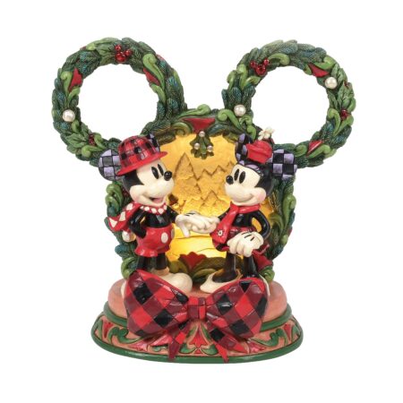 Disney Traditions Mickey & Minnie LED Christmas Diorama Jim Shore kerstbeeldje met licht