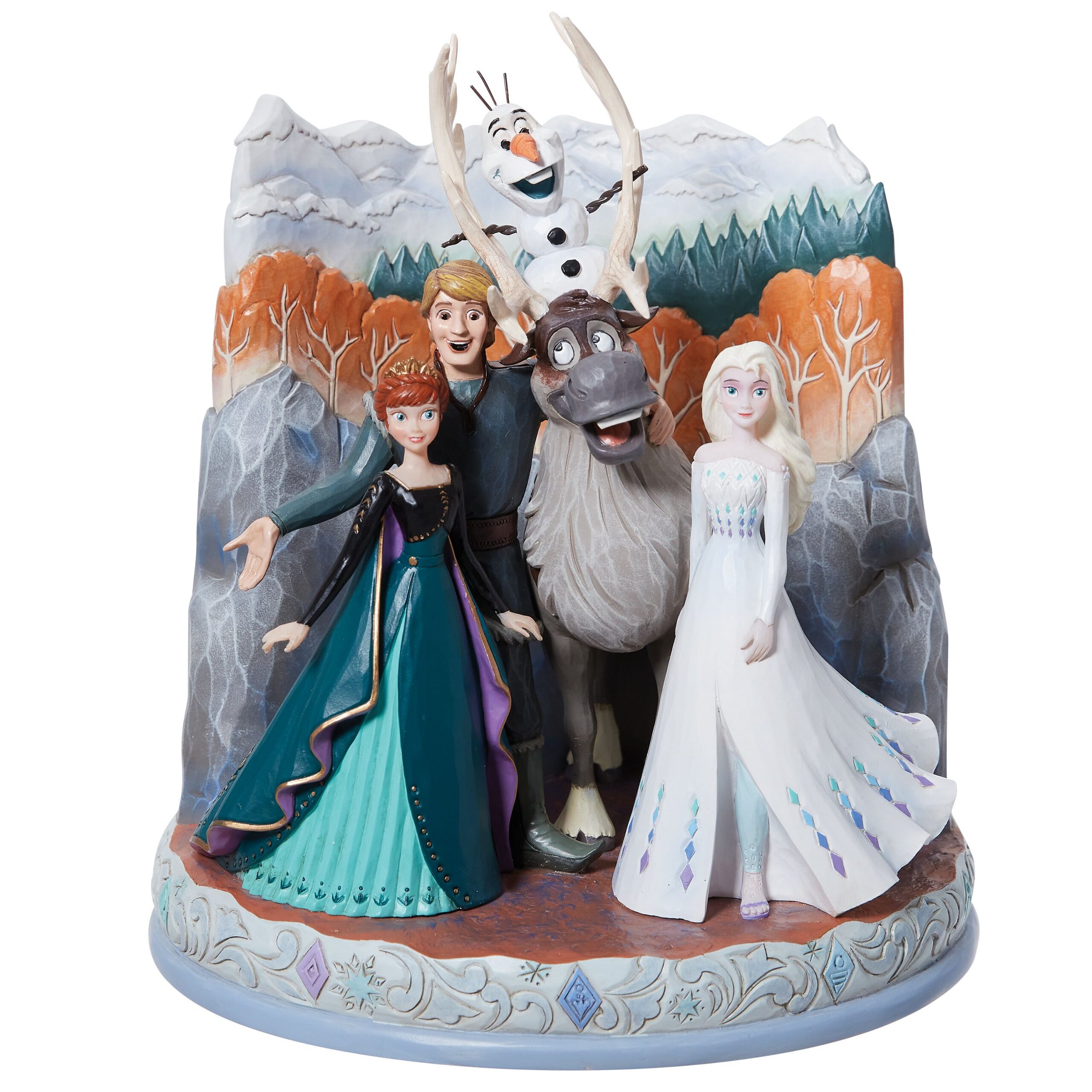 Disney Traditions Frozen 2 Carved by Heart Jim Shore beeld met Elsa, Anna, Olaf, Kristoff en Sven
